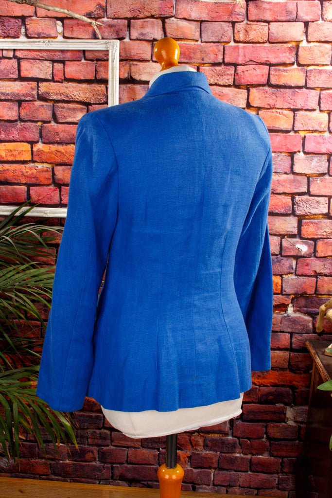 Leinen Blazer blau 90er blau Frau S 36-38 Sekretärin Special vintageberlin.de