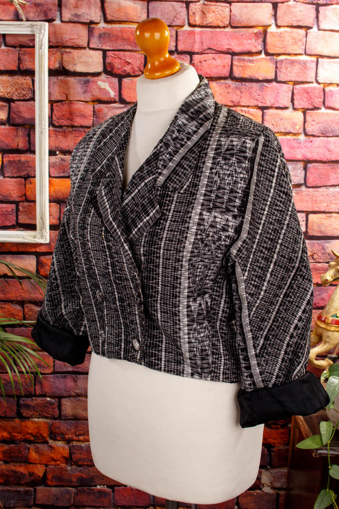 80s Spencer silber Brokat Default Title 80er Boho Disco Frau M 40-42 real-80er S 36-38 schwarz silber Special vintageberlin.de