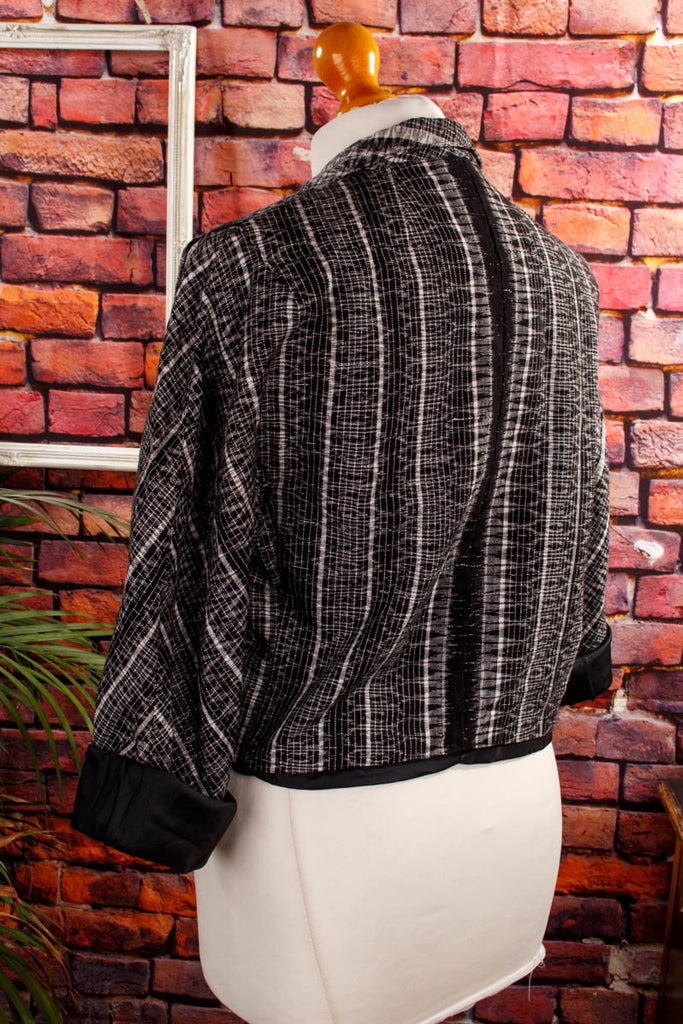 80s Spencer silber Brokat 80er Boho Disco Frau M 40-42 real-80er S 36-38 schwarz silber Special vintageberlin.de