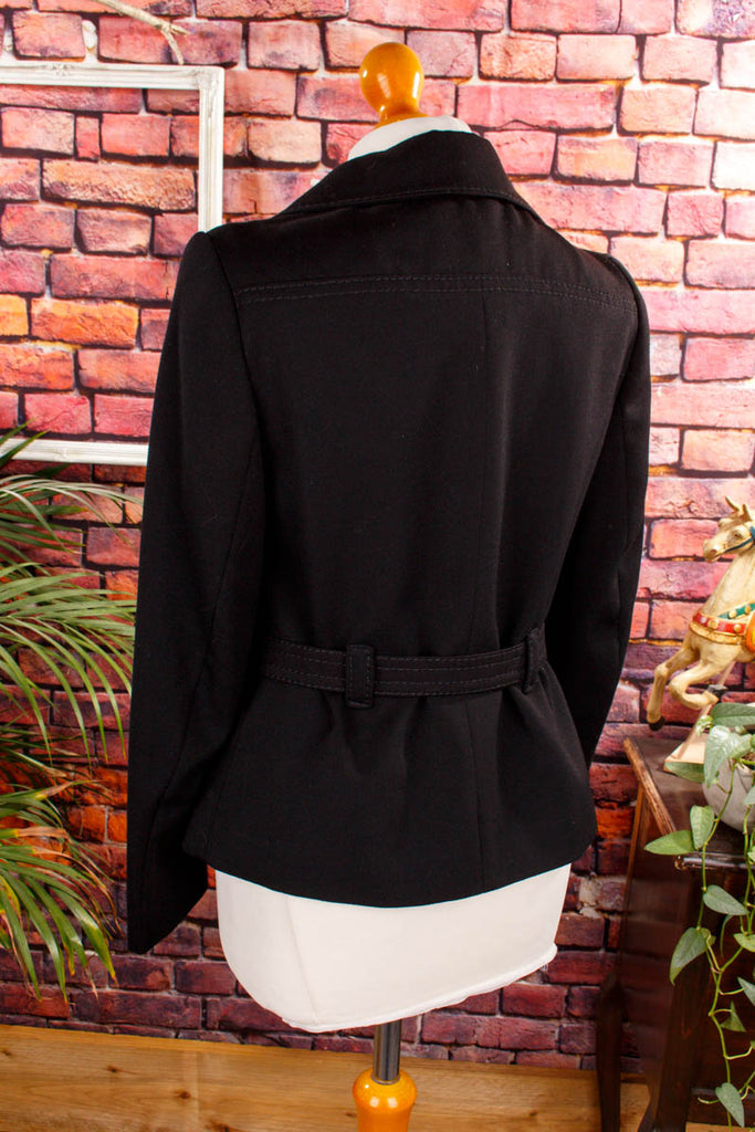 Vintage Kostümjacke schwarz Wolle 60er 70er Abendmode Frau M 40-42 Rockabilly schwarz Sekretärin Special vintageberlin.de