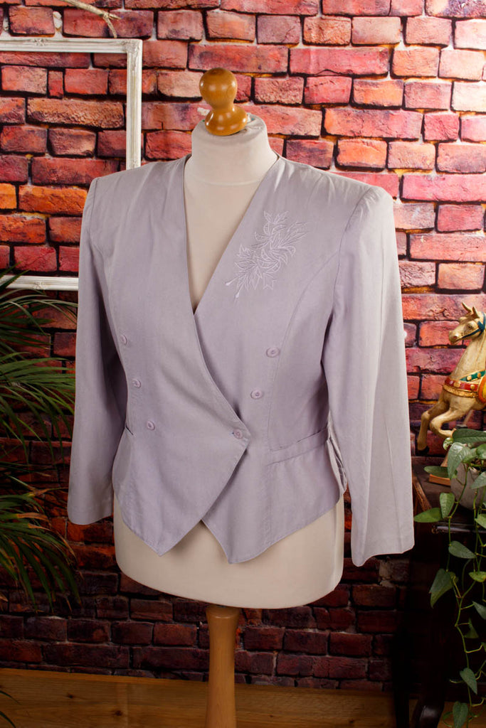 90s Seidenblazer fliederfarben Default Title 80er 90er Boho Disco Frau Hochzeit L 44-46 lila M 40-42 real-80er real-rockabilly Rockabilly rosa Sekretärin Special vintageberlin.de