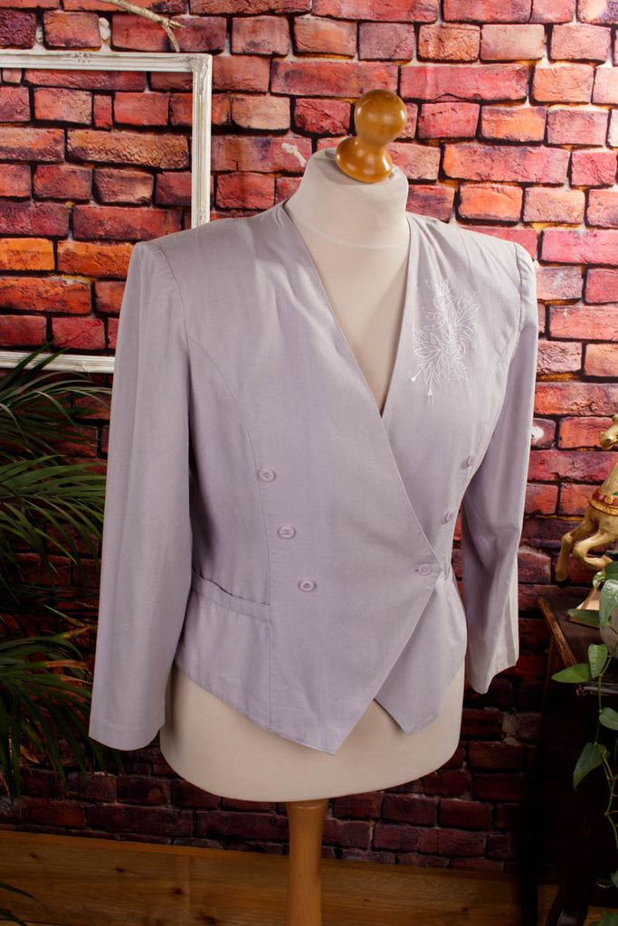 90s Seidenblazer fliederfarben 80er 90er Boho Disco Frau Hochzeit L 44-46 lila M 40-42 real-80er real-rockabilly Rockabilly rosa Sekretärin Special vintageberlin.de