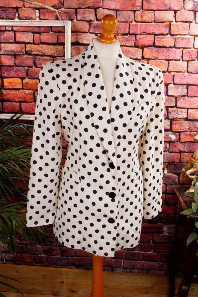 extravaganter Dalmatiner Blazer Default Title 80er 90er Boho Disco Frau real-80er Rockabilly S 36-38 schwarz Special weiß XS 32-34 vintageberlin.de