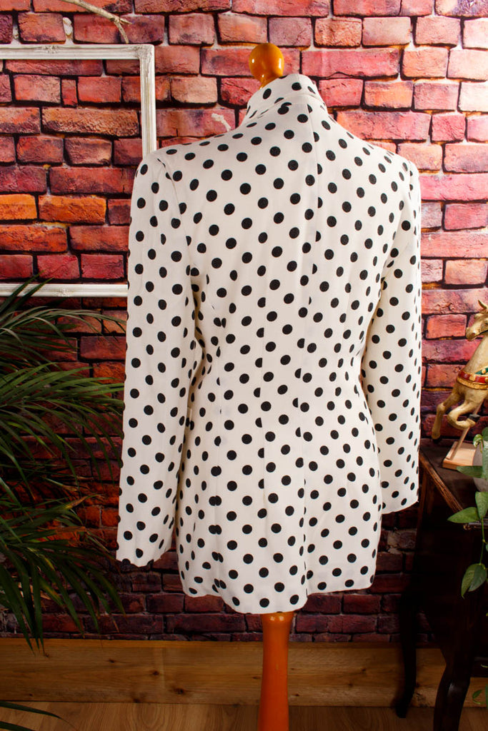 extravaganter Dalmatiner Blazer 80er 90er Boho Disco Frau real-80er Rockabilly S 36-38 schwarz Special weiß XS 32-34 vintageberlin.de