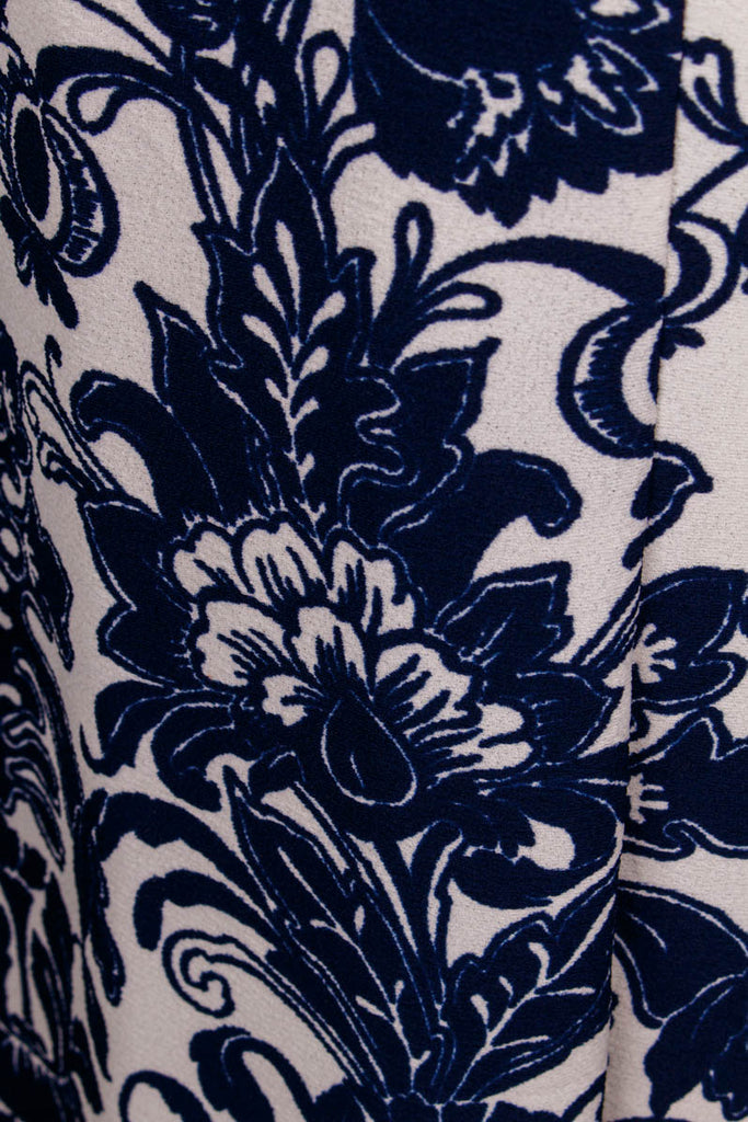 Schlagerkleid blau weiß Blumenmuster 60er 70er blau Boho Disco Frau real-disco real-rockabilly Rockabilly Schlager Special weiß XL 48-50 vintageberlin.de