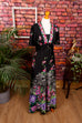 70er Boho Maxikleid schwarz Blumen 70er Abendmode Boho bunt Frau Hippie M 40-42 real-boho S 36-38 Schlager schwarz Special vintageberlin.de