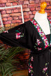 70er Boho Maxikleid schwarz Blumen