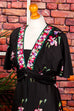 70er Boho Maxikleid schwarz Blumen 70er Abendmode Boho bunt Frau Hippie M 40-42 real-boho S 36-38 Schlager schwarz Special vintageberlin.de