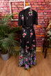 70er Boho Maxikleid schwarz Blumen 70er Abendmode Boho bunt Frau Hippie M 40-42 real-boho S 36-38 Schlager schwarz Special vintageberlin.de