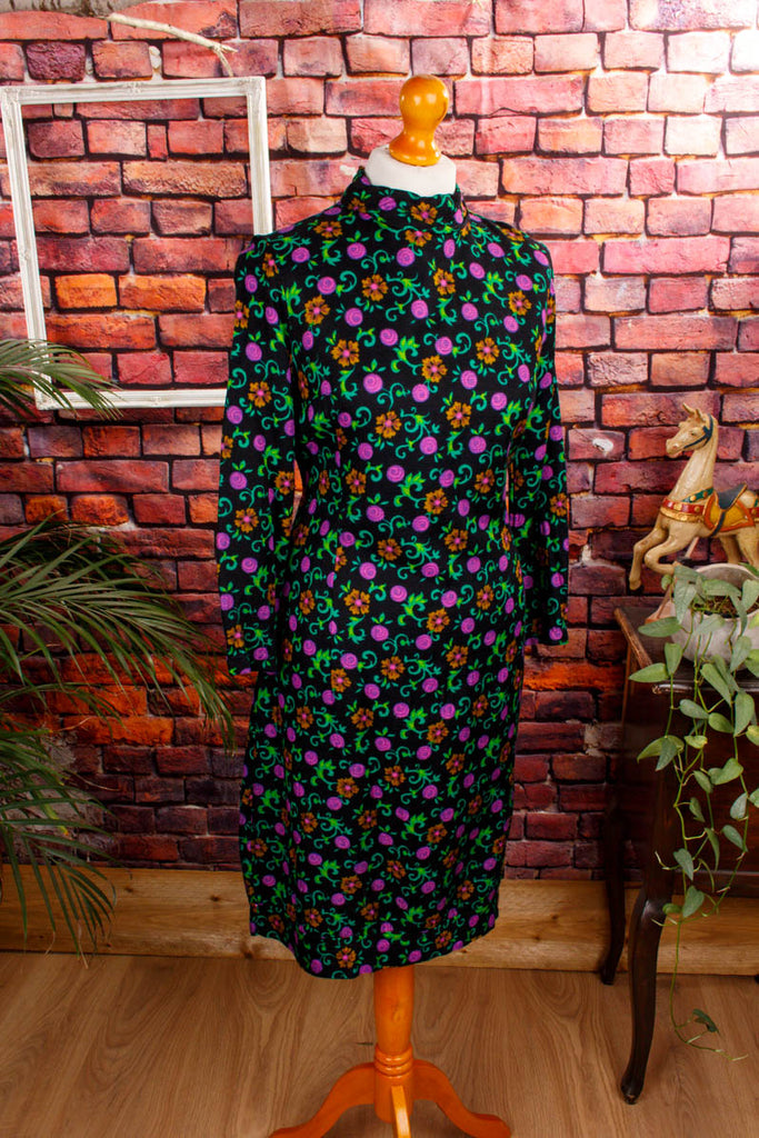 60s Kleid bunt Muster 60er bunt Disco Frau M 40-42 real-disco real-rockabilly Rockabilly Special vintageberlin.de