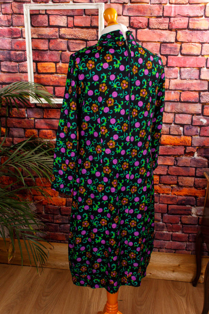 60s Kleid bunt Muster 60er bunt Disco Frau M 40-42 real-disco real-rockabilly Rockabilly Special vintageberlin.de