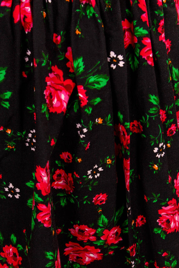 60s Rock schwarz rot Blumen 60er 70er Dirndl Frau Rockabilly rot schwarz Special XS 32-34 vintageberlin.de