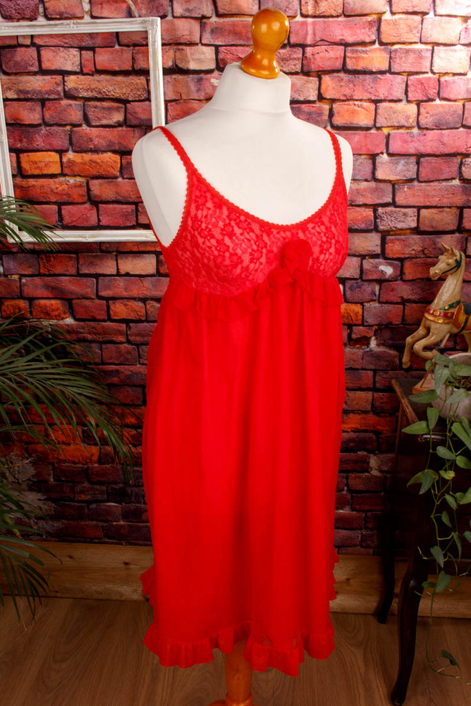sexy Unterkleid Babydoll rot Default Title 60er 70er Disco Frau Rockabilly rot S 36-38 Sekretärin Special vintageberlin.de