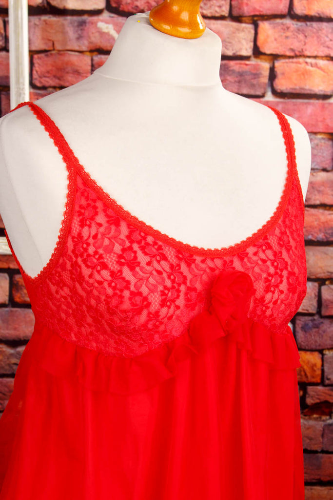 sexy Unterkleid Babydoll rot 60er 70er Disco Frau Rockabilly rot S 36-38 Sekretärin Special vintageberlin.de