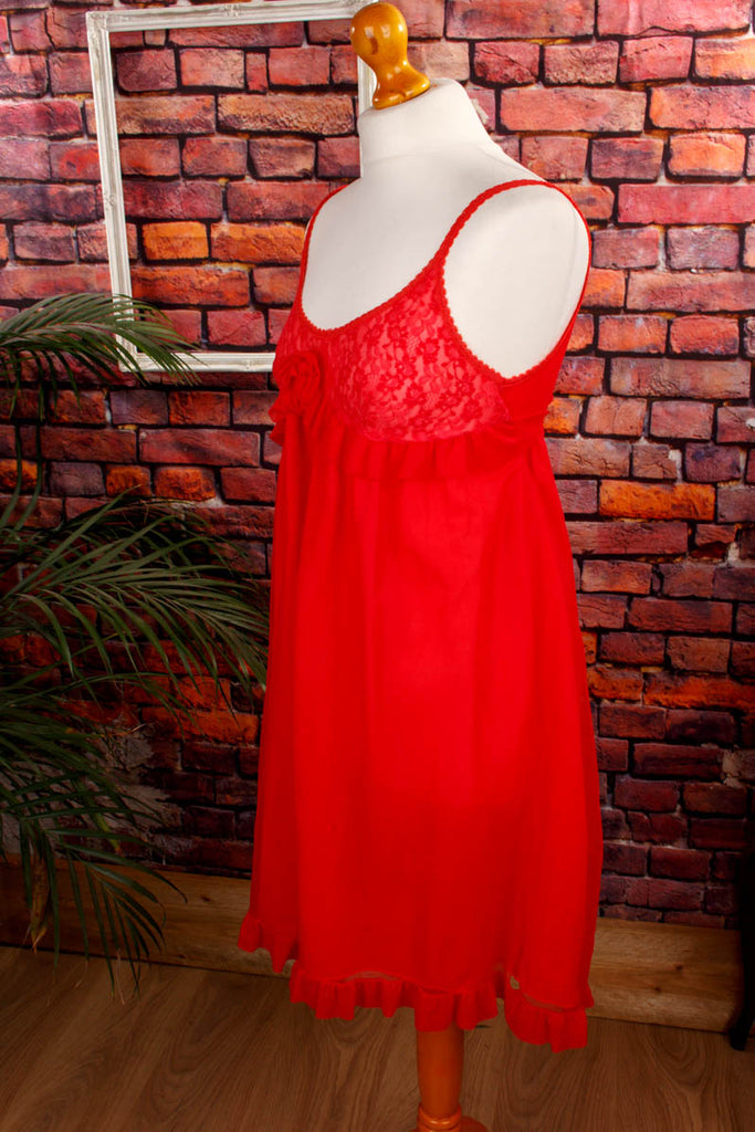 sexy Unterkleid Babydoll rot 60er 70er Disco Frau Rockabilly rot S 36-38 Sekretärin Special vintageberlin.de