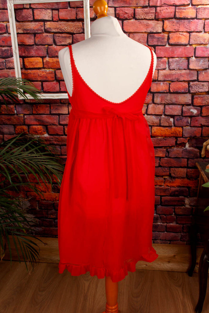 sexy Unterkleid Babydoll rot 60er 70er Disco Frau Rockabilly rot S 36-38 Sekretärin Special vintageberlin.de