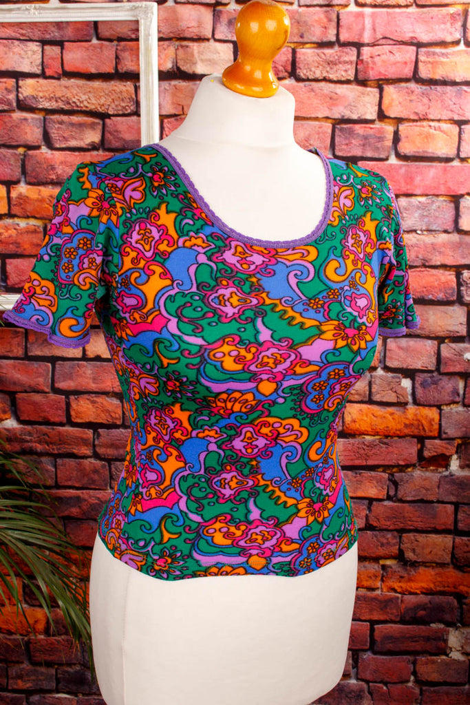 60s Disco Stretchtop bunt 60er 70er bunt Disco Frau Hippie real-boho real-disco real-rockabilly Rockabilly S 36-38 Schlager Special XS 32-34 vintageberlin.de