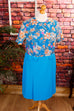 70er Rockabella Kleid blau Blumen