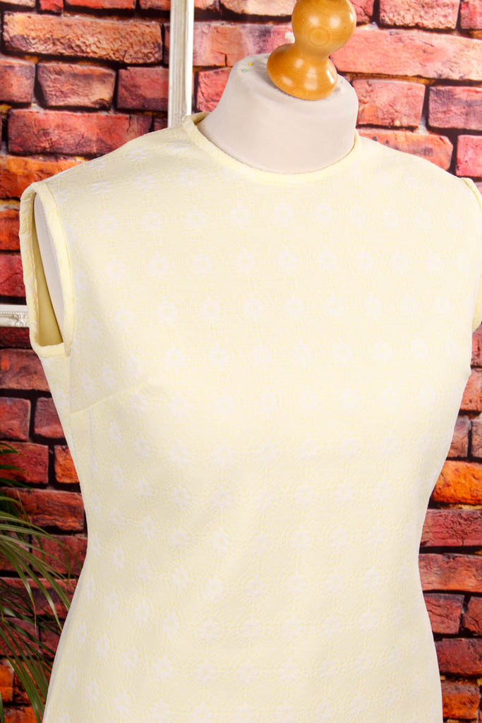 60s Disco Kleid gelb Muster 60er Disco Frau gelb L 44-46 real-disco Schlager Special vintageberlin.de