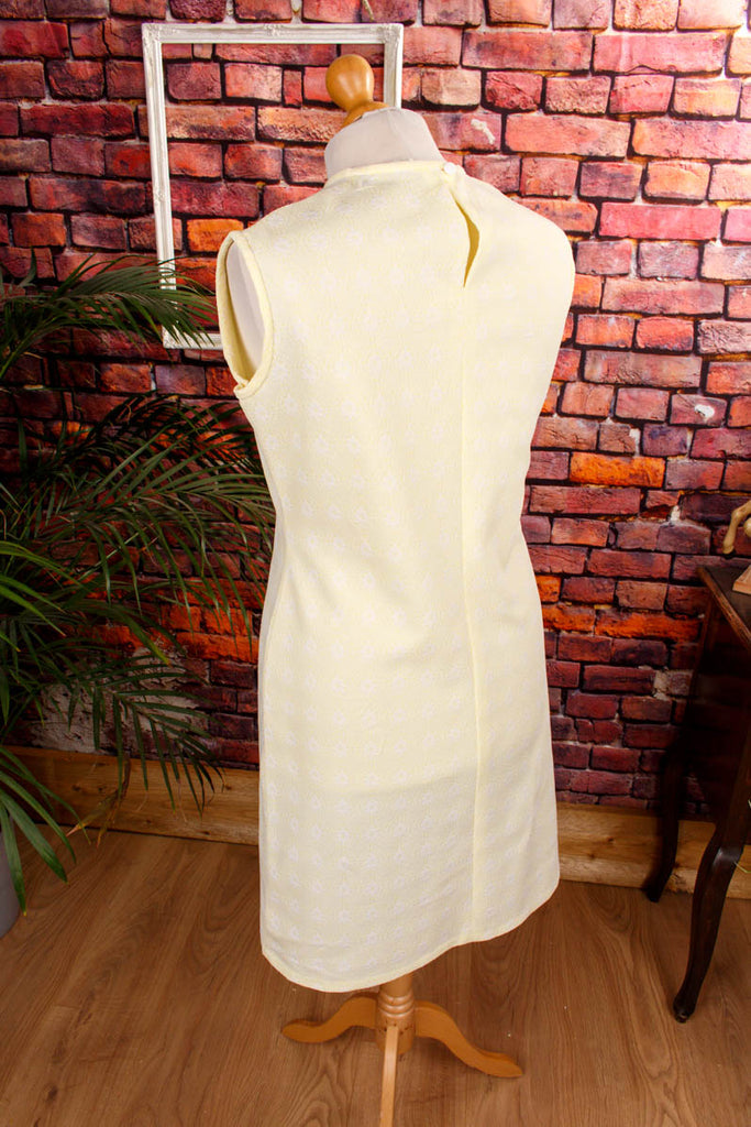 60s Disco Kleid gelb Muster 60er Disco Frau gelb L 44-46 real-disco Schlager Special vintageberlin.de