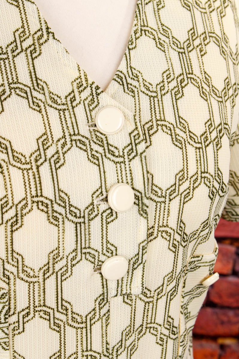 60s Minikleid grün Muster