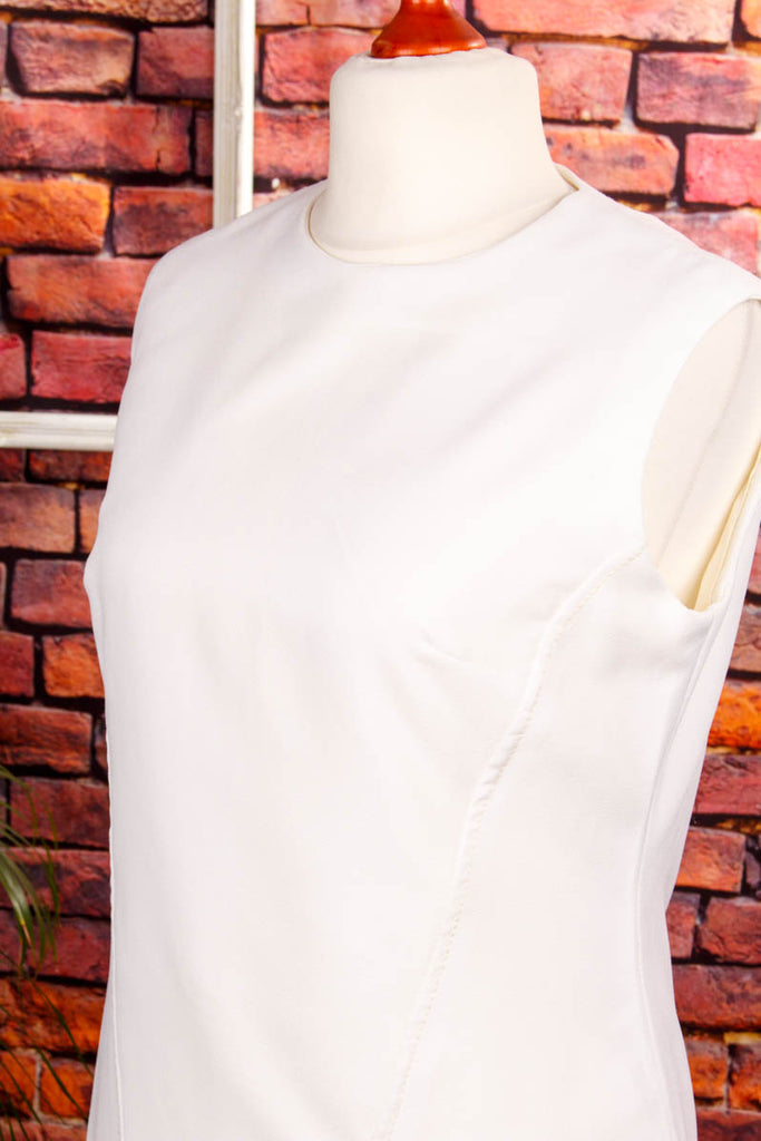 60s Minikleid weiß schlicht 60er 70er Disco Frau Hochzeit M 40-42 Rockabilly Schlager weiß vintageberlin.de