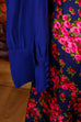 60s Seidenkleid rot blau Blumen