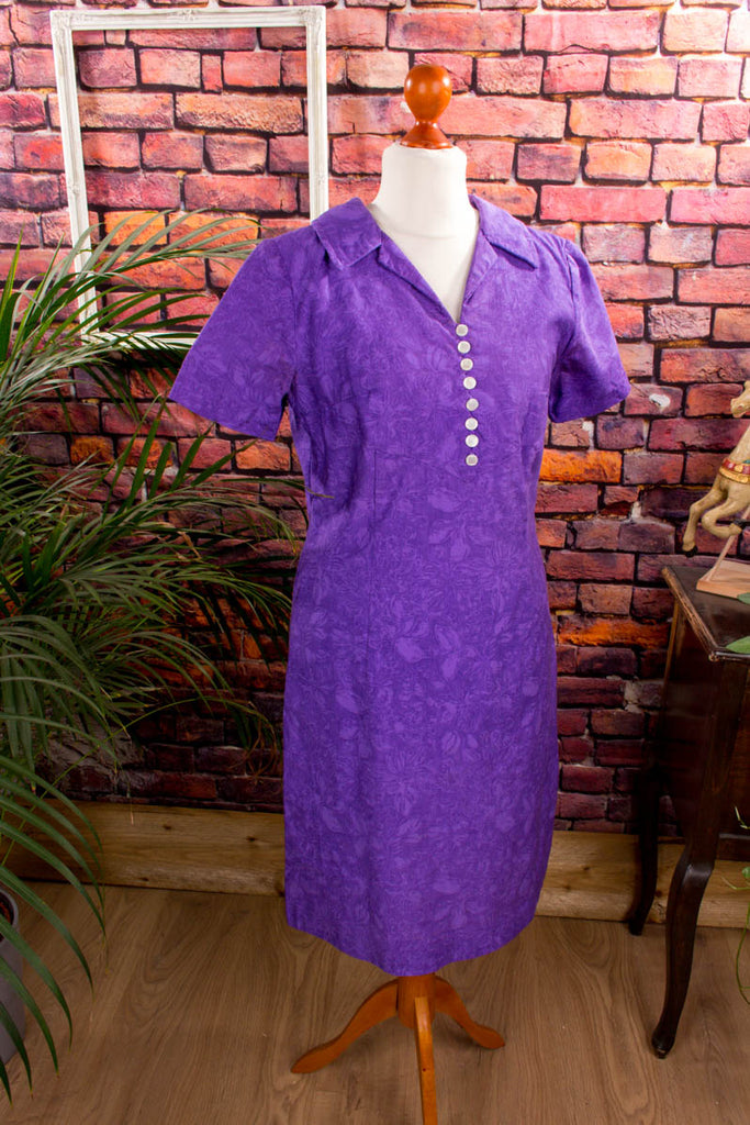 60s Disco Kleid lila Muster 60er 70er Disco Frau lila M 40-42 real-disco real-rockabilly Rockabilly Schlager Special vintageberlin.de