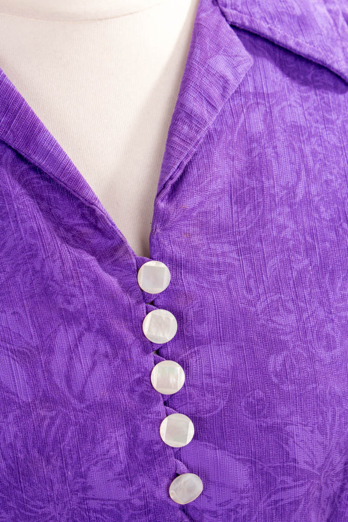 60s Disco Kleid lila Muster 60er 70er Disco Frau lila M 40-42 real-disco real-rockabilly Rockabilly Schlager Special vintageberlin.de