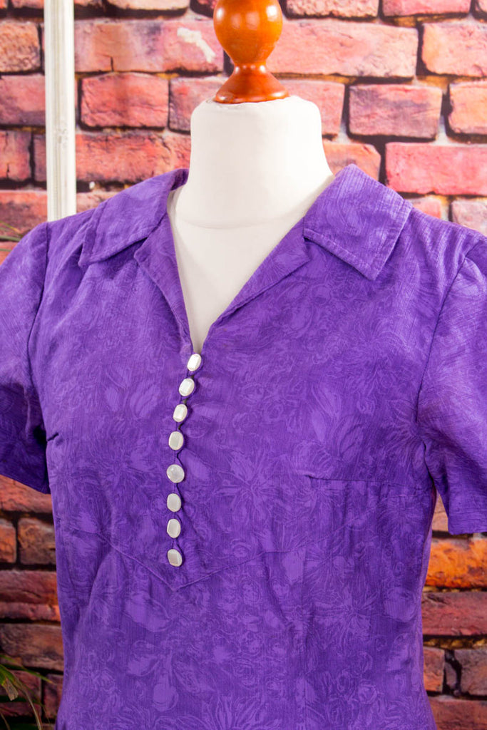 60s Disco Kleid lila Muster 60er 70er Disco Frau lila M 40-42 real-disco real-rockabilly Rockabilly Schlager Special vintageberlin.de