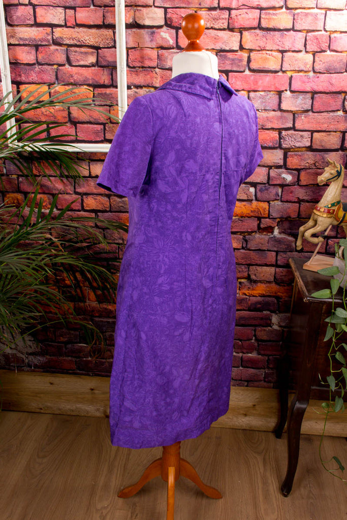 60s Disco Kleid lila Muster 60er 70er Disco Frau lila M 40-42 real-disco real-rockabilly Rockabilly Schlager Special vintageberlin.de