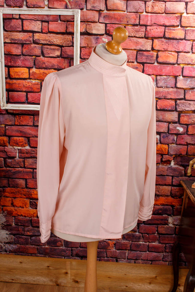 seidig elegante Alexander Bluse 80er 90er Boho Frau M 40-42 Rockabilly rosa Sekretärin Special vintageberlin.de