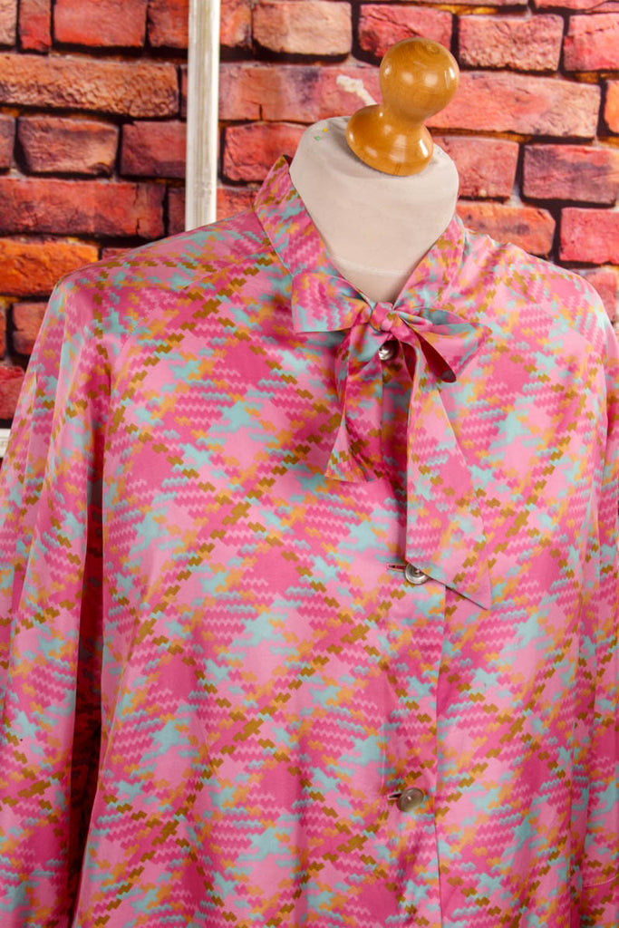 60s Morgenrock Hauskleid pink 60er 70er bunt Frau L 44-46 M 40-42 pink real-disco real-rockabilly Rockabilly rosa Sekretärin Special XL 48-50 vintageberlin.de