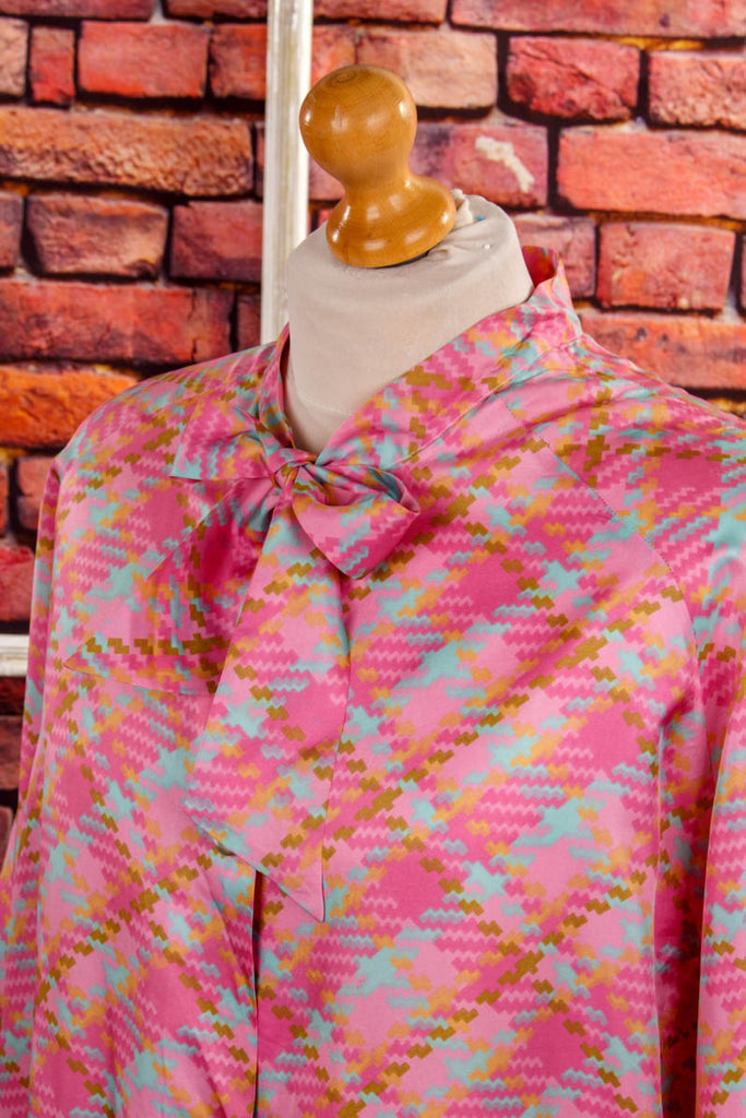 60s Morgenrock Hauskleid pink 60er 70er bunt Frau L 44-46 M 40-42 pink real-disco real-rockabilly Rockabilly rosa Sekretärin Special XL 48-50 vintageberlin.de