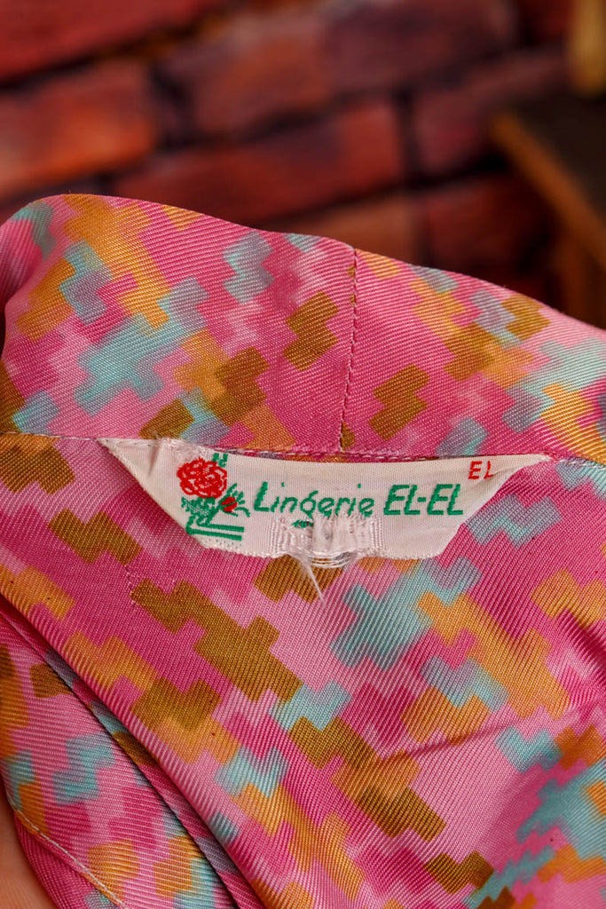 60s Morgenrock Hauskleid pink 60er 70er bunt Frau L 44-46 M 40-42 pink real-disco real-rockabilly Rockabilly rosa Sekretärin Special XL 48-50 vintageberlin.de