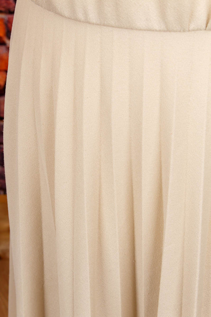 Vintage Plisseekleid beige 60er 70er beige Disco Frau M 40-42 S 36-38 Schlager Special vintageberlin.de