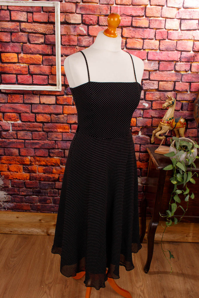 Tanzkleid schwarz Punkte Abendmode Disco Frau Rockabilly S 36-38 schwarz Special vintageberlin.de
