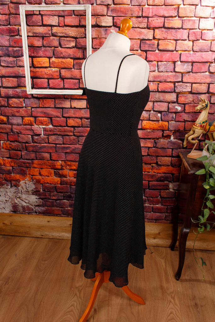Tanzkleid schwarz Punkte Abendmode Disco Frau Rockabilly S 36-38 schwarz Special vintageberlin.de