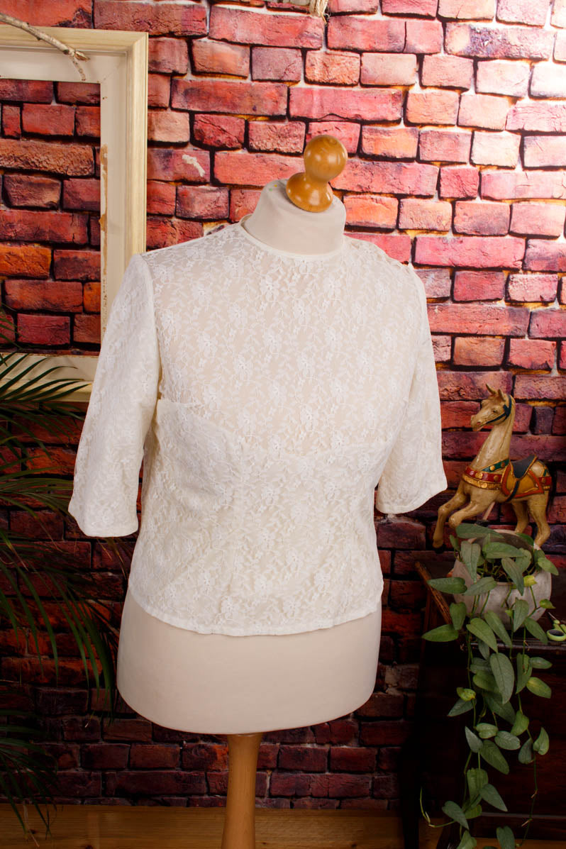 60s Spitzenbluse transparent