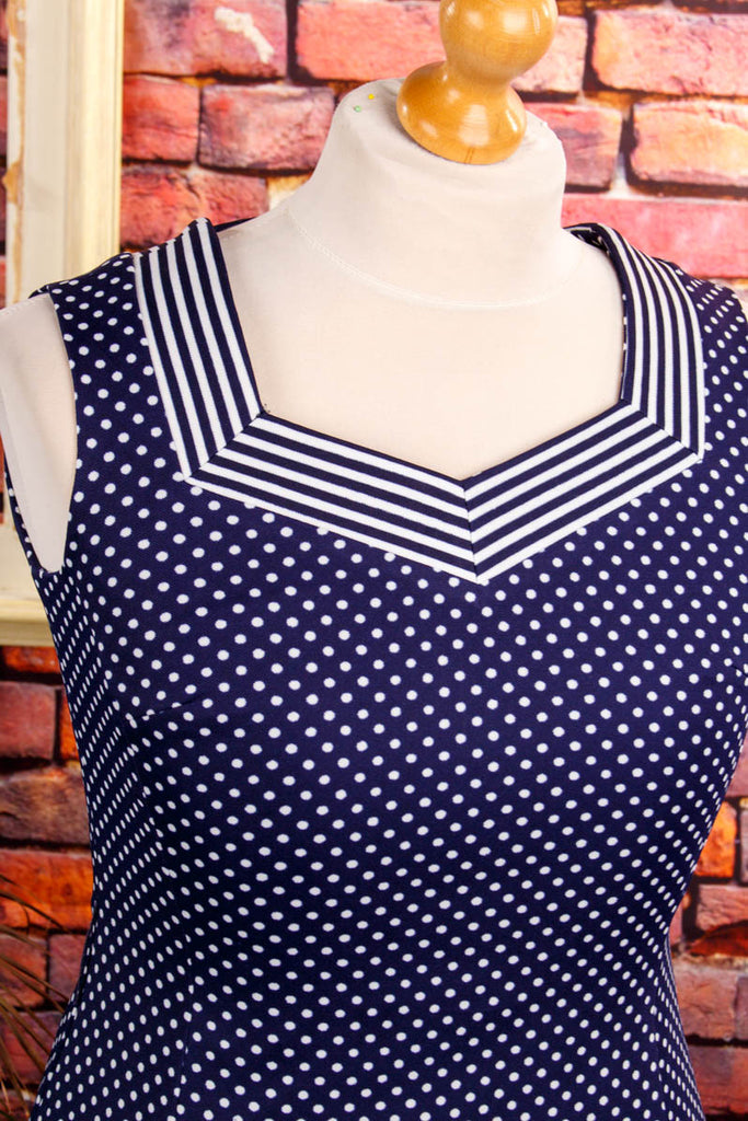 70er Rockabella Punktekleid 70er blau Disco Frau M 40-42 real-rockabilly Rockabilly Schlager Special vintageberlin.de