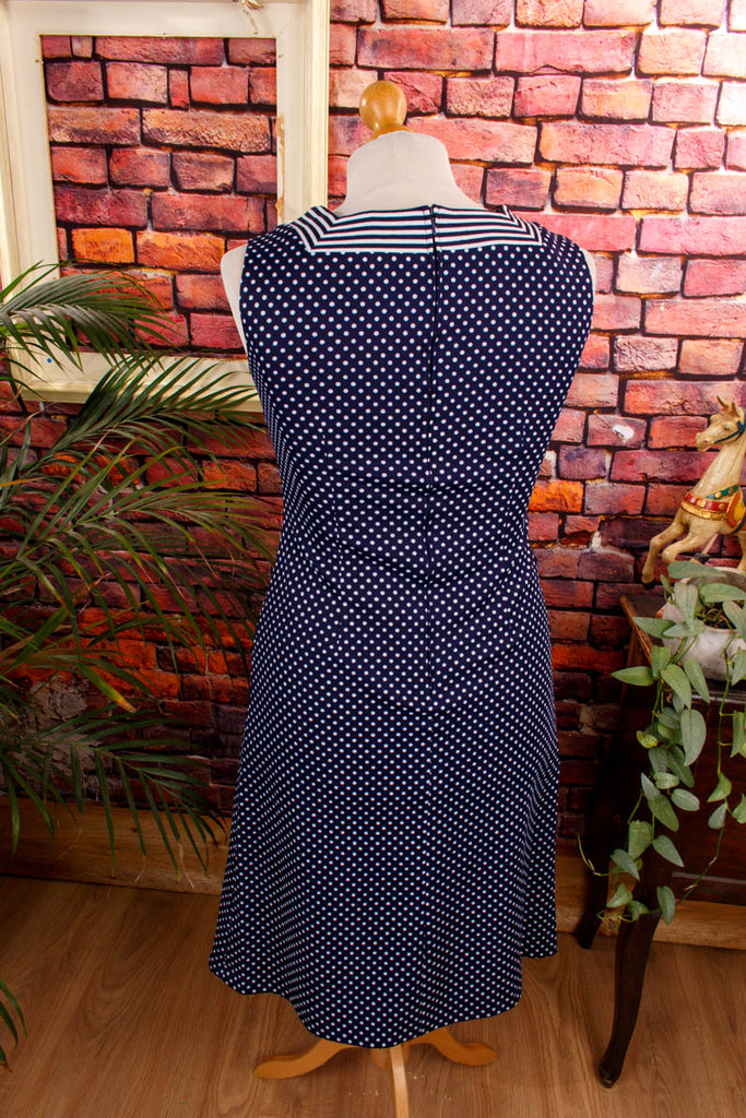 70er Rockabella Punktekleid 70er blau Disco Frau M 40-42 real-rockabilly Rockabilly Schlager Special vintageberlin.de