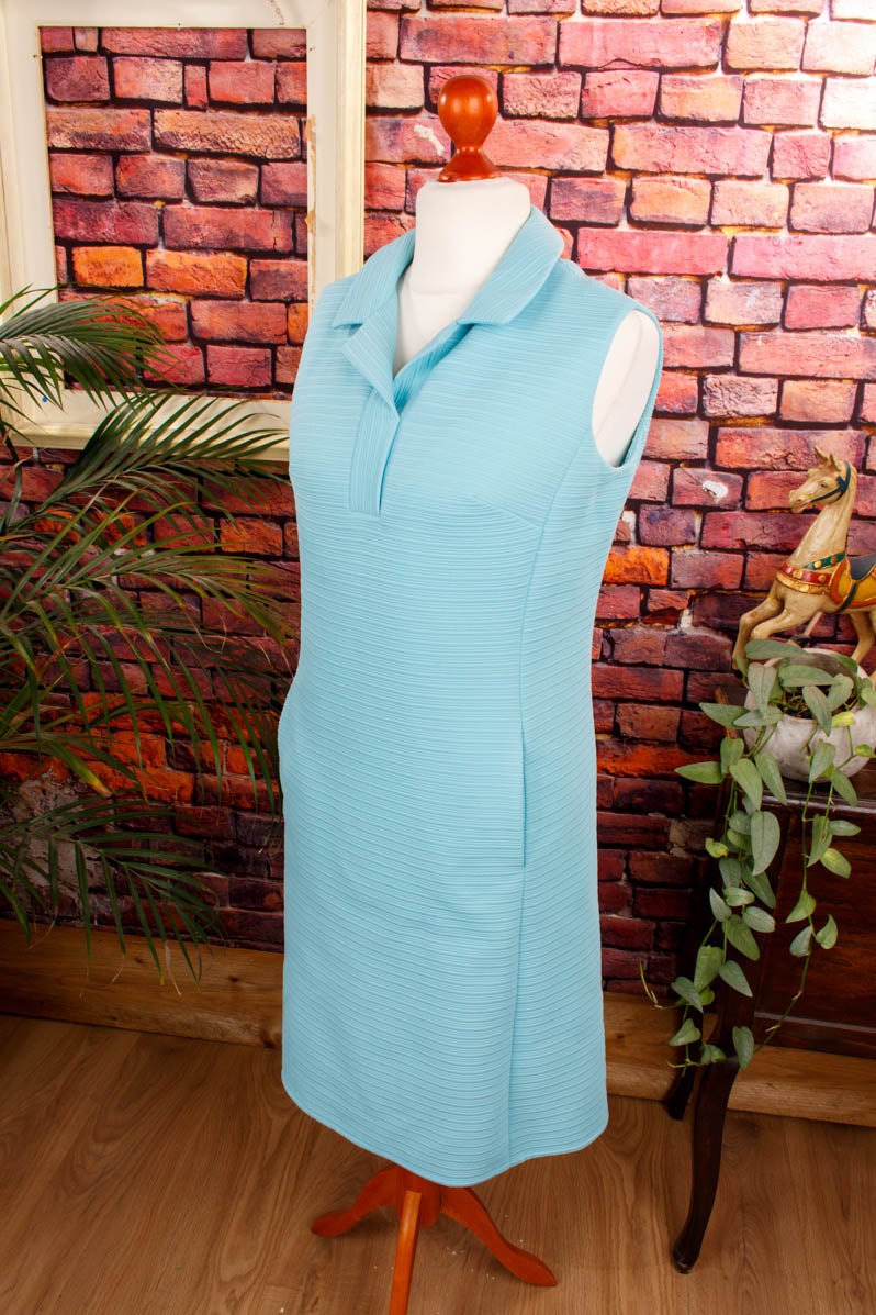 70s Schlager Stretchkleid türkis