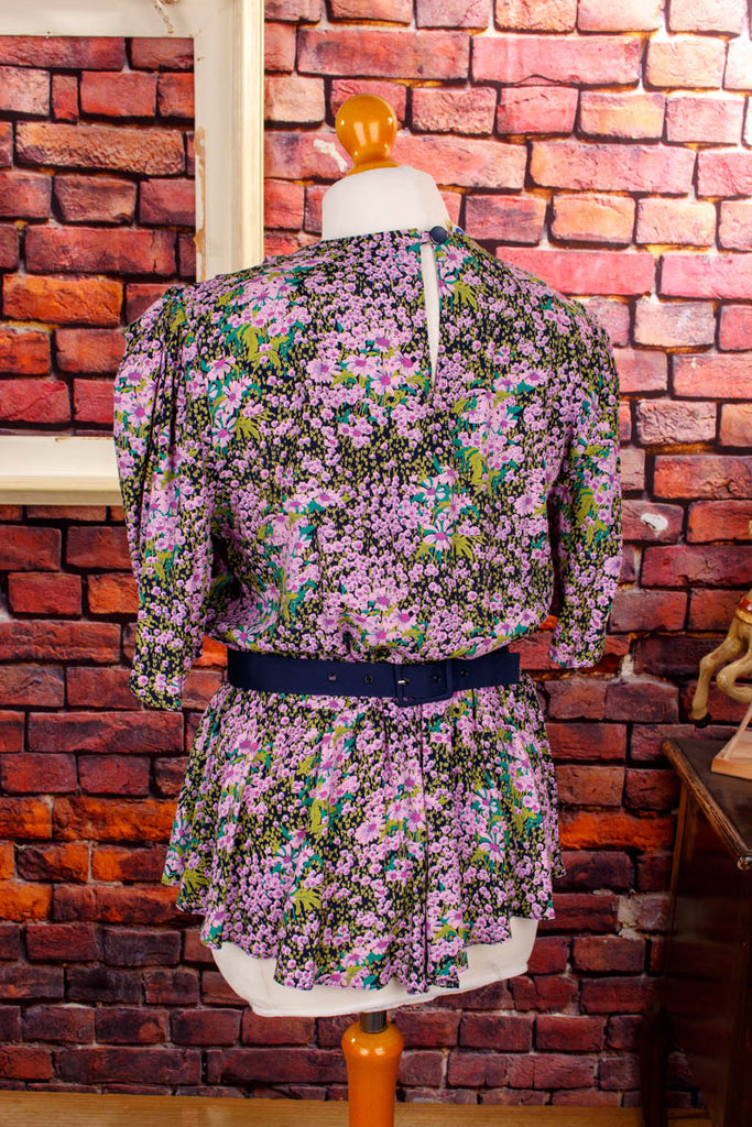 80er Jahre Blümchenbluse lila 80er Boho Frau lila M 40-42 real-80er Rockabilly S 36-38 Special vintageberlin.de