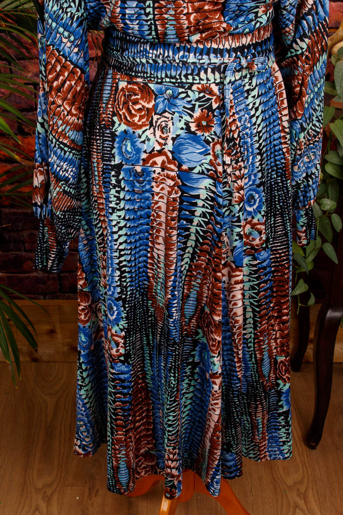 70s Disco Stretchkleid blau 70er blau Boho bunt Disco Frau M 40-42 real-disco S 36-38 Schlager Special vintageberlin.de