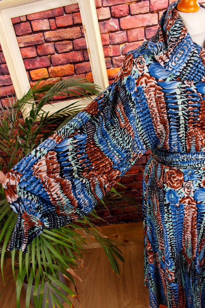 70s Disco Stretchkleid blau 70er blau Boho bunt Disco Frau M 40-42 real-disco S 36-38 Schlager Special vintageberlin.de