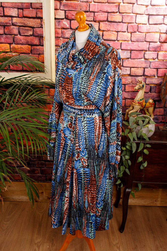 70s Disco Stretchkleid blau 70er blau Boho bunt Disco Frau M 40-42 real-disco S 36-38 Schlager Special vintageberlin.de