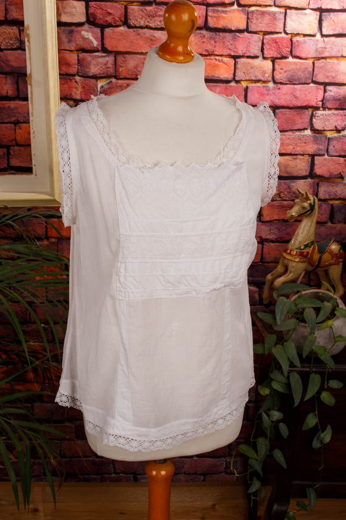 antikes Top Wäsche weiß Boho Charleston Frau Gothic L 44-46 M 40-42 Special viktorianisch vor 1920 weiß vintageberlin.de