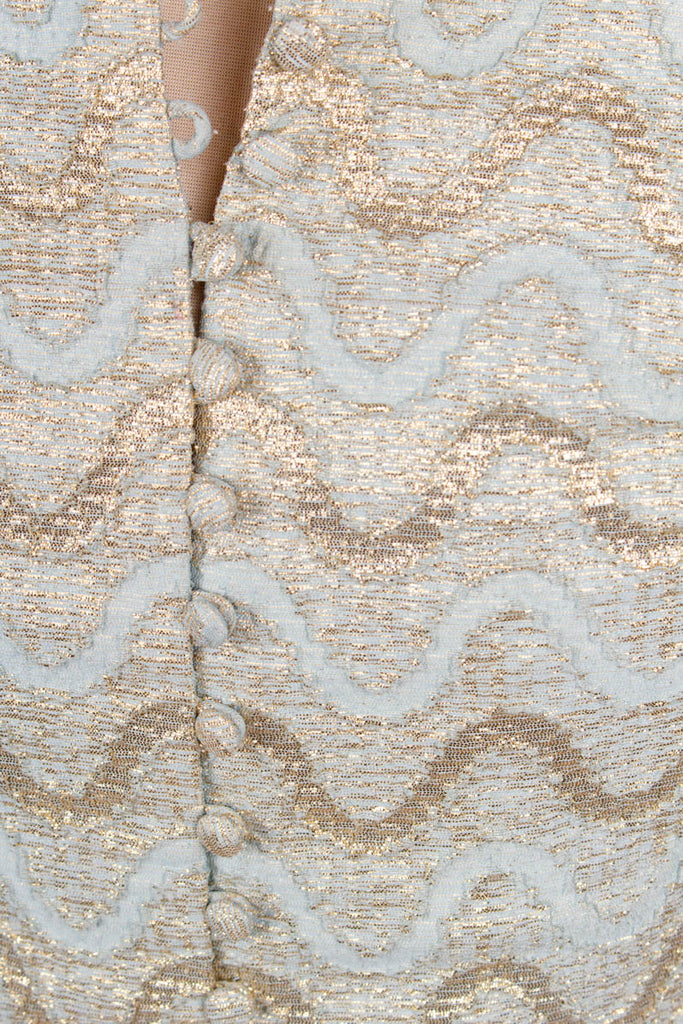 60s Brokat Tunika Bluse 60er 70er Boho Disco Frau gold M 40-42 real-boho real-disco Schlager Special türkis vintageberlin.de