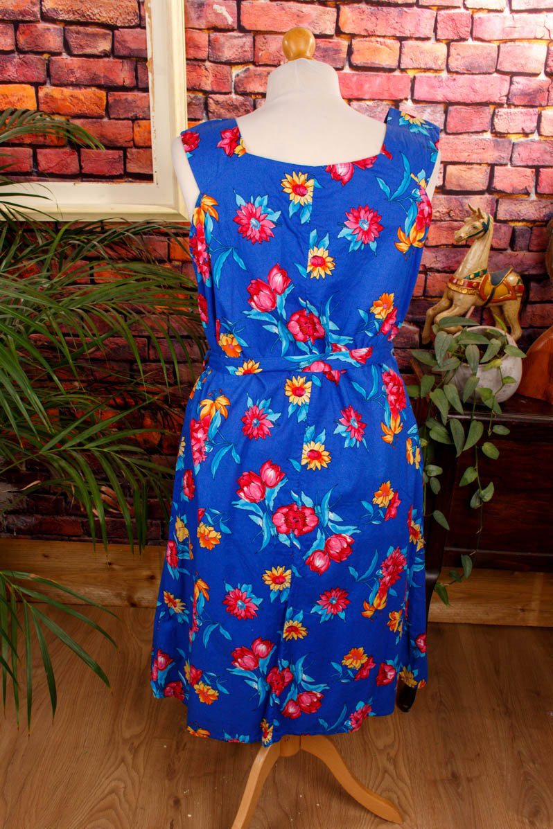 Vintage Sommerkleid blau Blumen