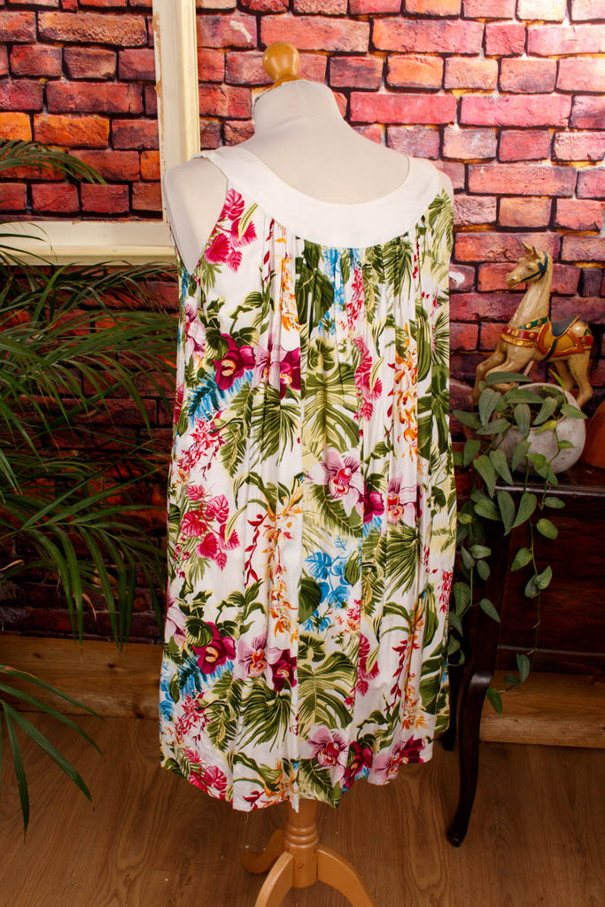 Sommerkleid bunt Blumenmuster 90er bunt Frau Hippie L 44-46 M 40-42 vintageberlin.de